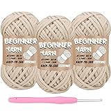 3 Pack Beginners Crochet Yarn, Off White Yarn for