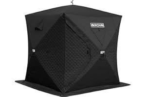 DARCHEN Insulated 3-Layer Ice Fishing Tent for 3-4 Persons - Thermal Ice Fishing Shanty with Insulated Layer