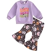 Doisbetthsay Halloween Outfits For Baby Girls Toddler Pumpkin Patch Shirt Sweatshirt Flare Pants Fall Clothes Set