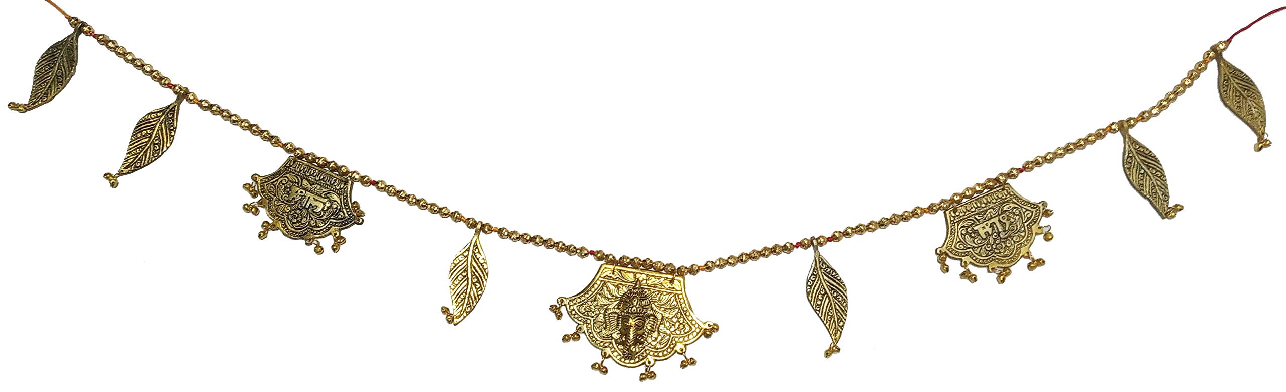 Purpledip Metal Bandhanwar Toran Festoon Wall Hanging: Ganesha Patta Shubh Labh (12202E)