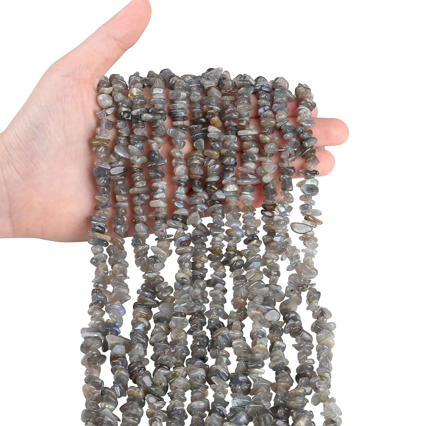XIANNVXI 400 Pcs Moonstone Labradorite Beads,5-8mm Loose Drilled Irregular Gemstone Stone Chips Beads for Jewelry Making