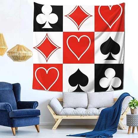 Amazon Co Jp グリッドポーカートランプタペストリー 壁掛け おしゃれ 壁飾り 多機能壁掛け ファブリック 装飾用品 おしゃれ モダンなアート 模様替え 部屋 窓カーテン 個性ギフト 新居祝い150ｘ150cm ホーム キッチン