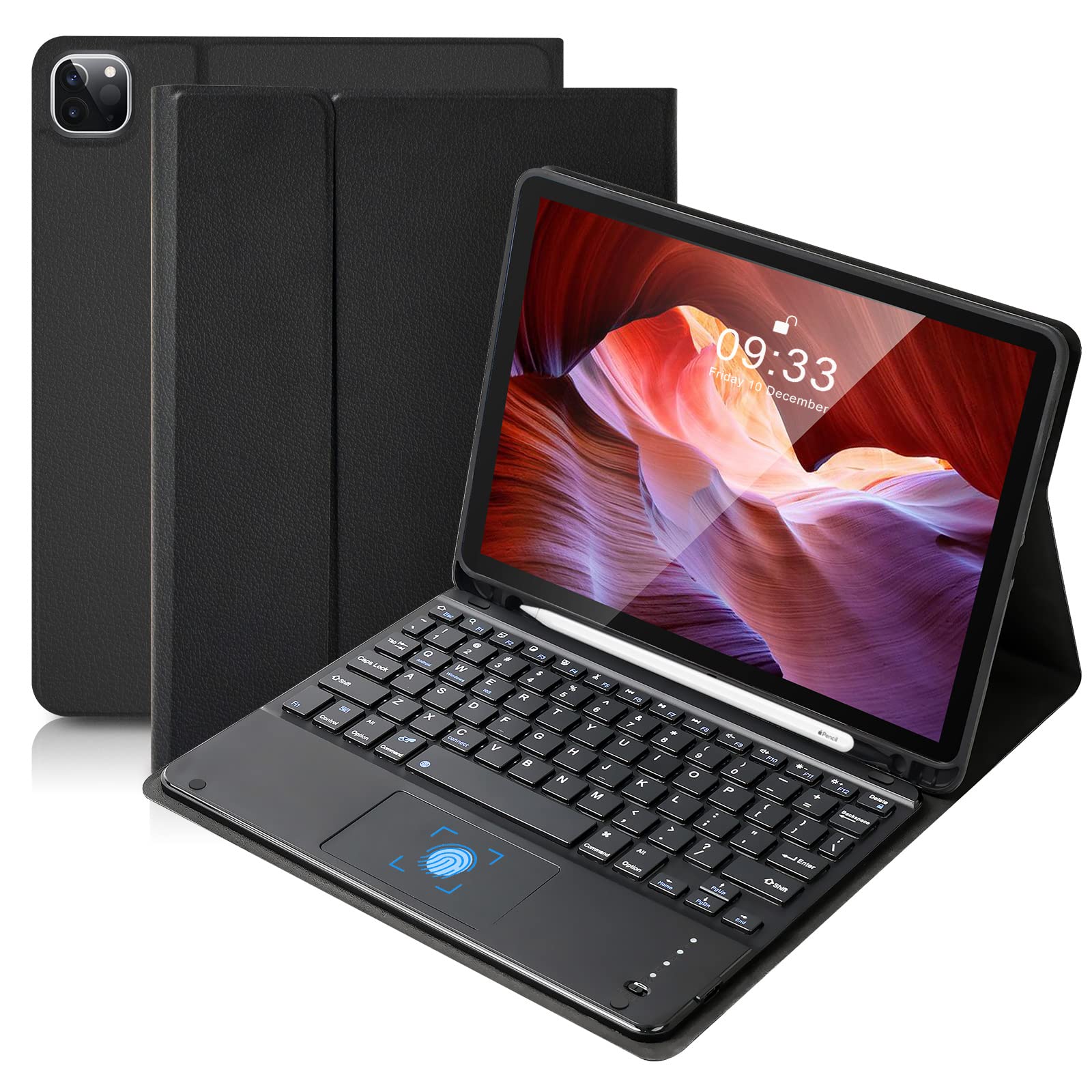 SOPPY Bluetooth Keyboard Case with Touchpad for iPad Air 11-inch (M3 2025 / M2 2024) & Air 4th/5th Gen 10.9", iPad Pro 11 inch (1st/2nd/3rd/4th Gen), Detachable Keyboard Cover, UK Layout, Black