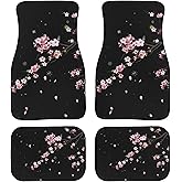 YINGQIGUAN Cherry Blossom Car Floor Mats Universal Abstract Japanese Pink Flowers with Falling Petals Floor Mats for Cars Front Rear Car Foot Mats Rugs Floral Print Car Accessories for Trucks Sedans