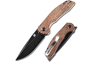 Kansept Accipiter Pocket Folding Knife - 2.9'' 154CM Material with Brown Micarta Handle - Everyday Carry EDC Camping Knife T2007A3