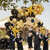 Conleke 161Pcs Black Gold Balloon Arch Kit with Explosion Star Foil Balloons view 3