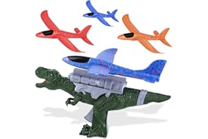 Grarain 3 Pack Airplane Launcher Toy, Foam Glider Plane, Outdoor Toys for Kids, Dinosaur Toys, Boys Toys Age 4-12 Year Old