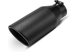 EVIL ENERGY Exhaust Tip 3" Inlet 5" Outlet 12" Length, Universal Bolt-On Black Powder Coated 201 Stainless Steel Tip for Dies
