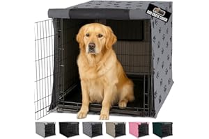 GORILLA GRIP Dog Crate Covers compatible with Amazon Basics Dog Crates, All Sides Open, Privacy Cover Fits 42" Wire Kennel, Breathable Mesh Windows, Light Reducing Puppy Training Cage Topper, Gray Paw