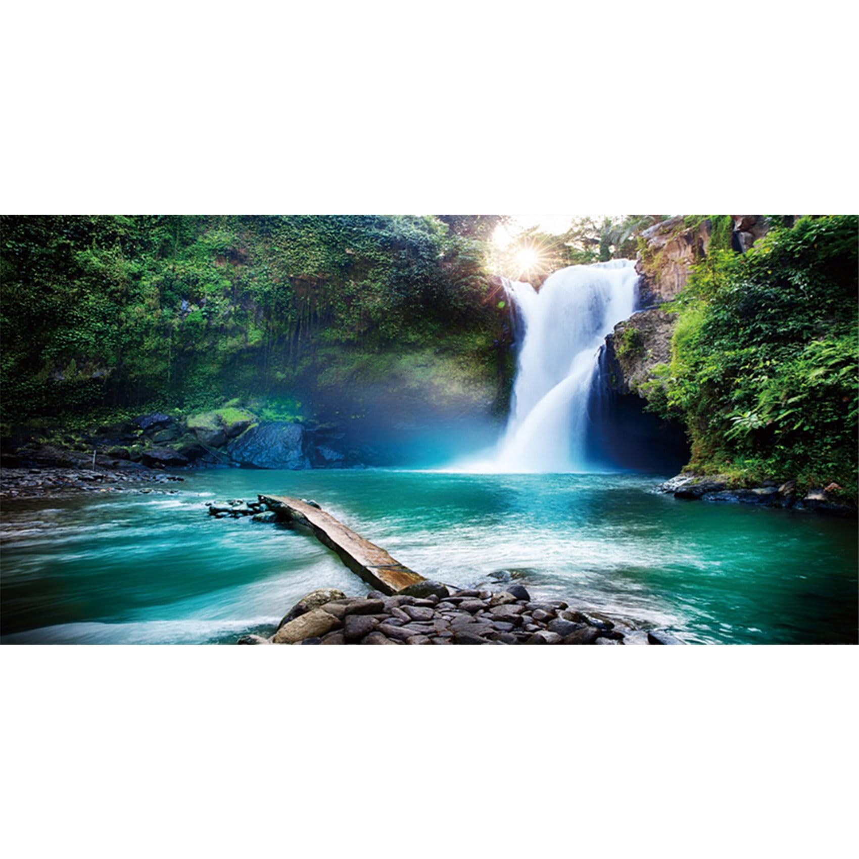 MIRRORANG 120x61cm Tropical Forest Terrarium Background Green Tree Sun Blue Waterfall River Reptile Habitat Background Rainforest Aquarium Background