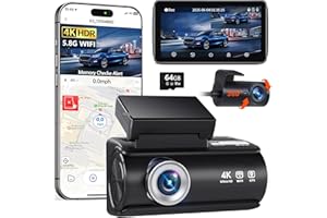 Faninso Dash Cam Front and Rear, 4K Full HD Dual Dash Camera for Cars, Built-in Memory Card Monitoring, 64GB Card, 5G WiFi GP