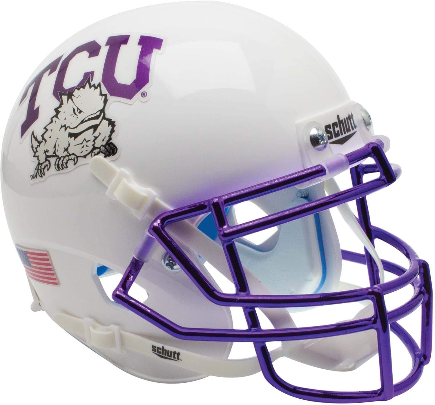 TCU Horned Frogs Schutt White Chrome Mini Football Helmet