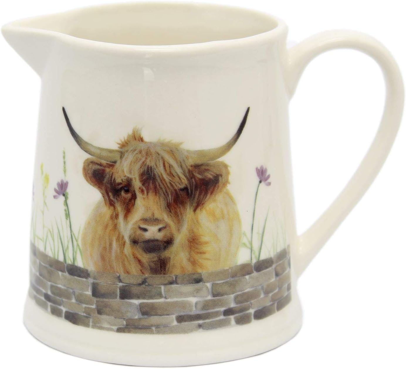 Carousel Home and Gifts Ceramic Highland Cow Milk Jug Charming Cream