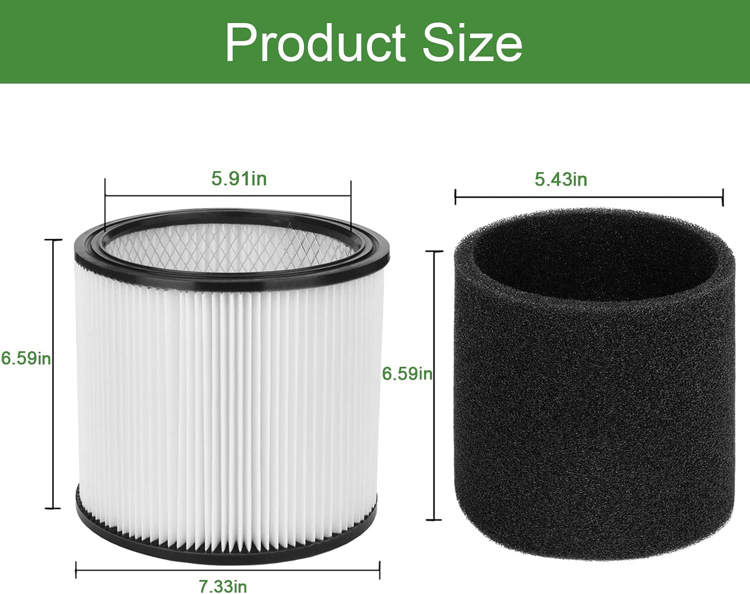 Laukowind Foam Sleeve Replacement Filters for Shop-Vac 90304 90350 90333, Compatible with Shop-Vac 5 Gallon and Above Wet/Dry Vacuum Cleaners, 1 Filter + 2 Foams+1 Brush: Appliances