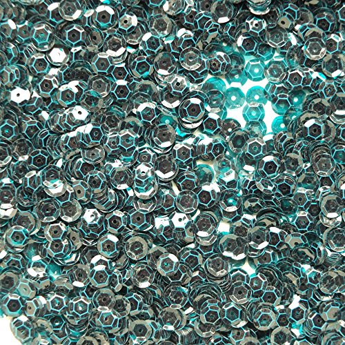 6mm CUP SEQUINS Facet PAILLETTES ~ Bright Capri Blue See-Thru Transparent ~ Made in USA Loose for embroidery, arts, crafts, bridal wear, embellishment