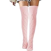 Buauty Women's Thigh High Socks Cable Knitted Knee High Socks Over The Knee Leg Warmers Extra Long Winter Stockings Fashion