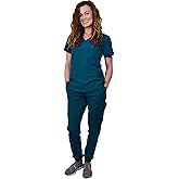 Green Town Scrubs for Women Scrub Set - Jogger Pant and V-Neck Top, 6 Pockets, Easy Care Uniforms
