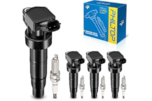 PHILTOP Set of 4 Ignition Coil Pack and Iridium Spark Plugs Fits for Hyundai 2011-2014 Sonata,2013-2015 Santa Fe Sport,Kia 2011-2012 Optima,2011-2016 Sportage