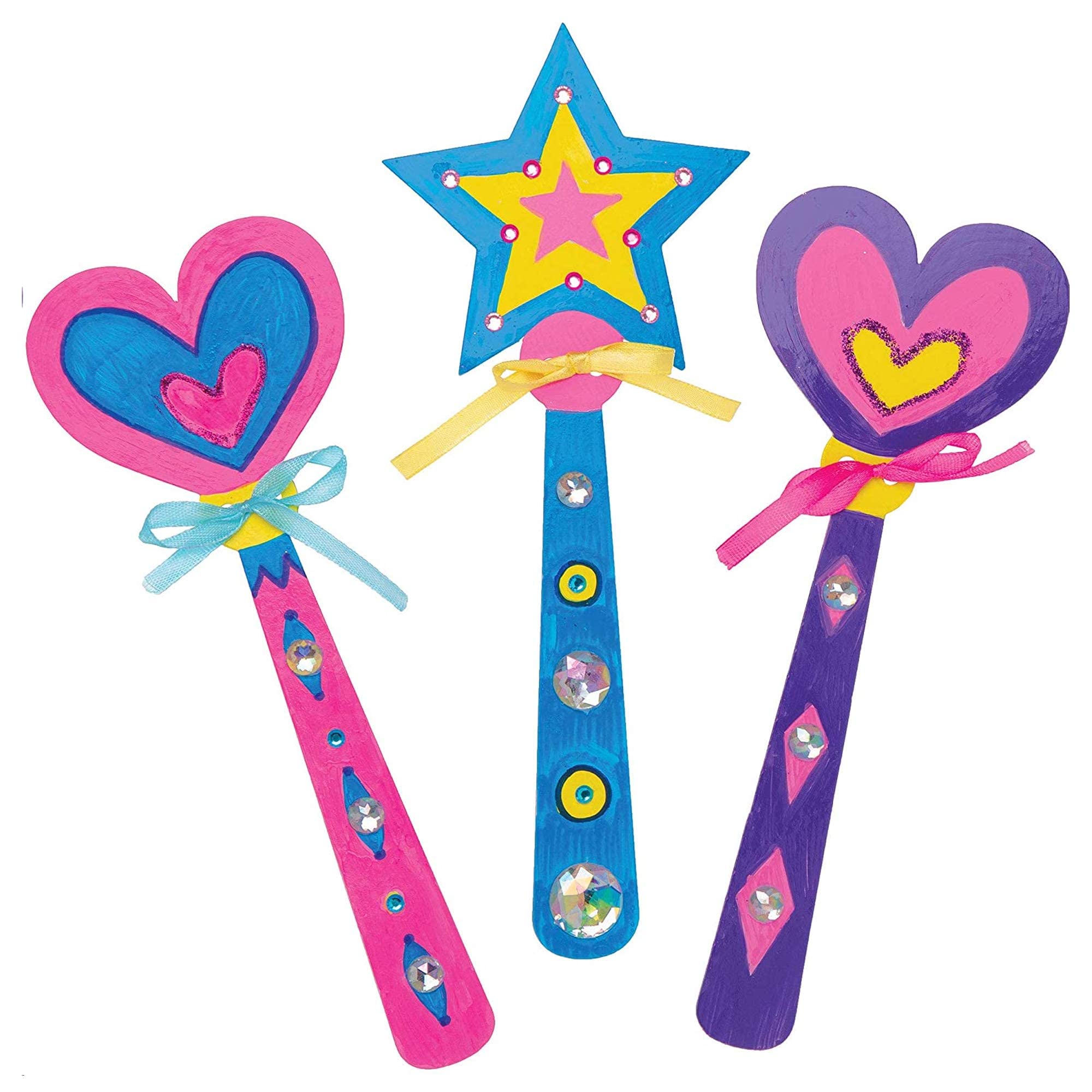 Baker Ross EF622 Make Your Own Princess Wand (Pack of 8) Card Blanks for Kids to Decorate, Arts and Crafts, Assorted, 23cm