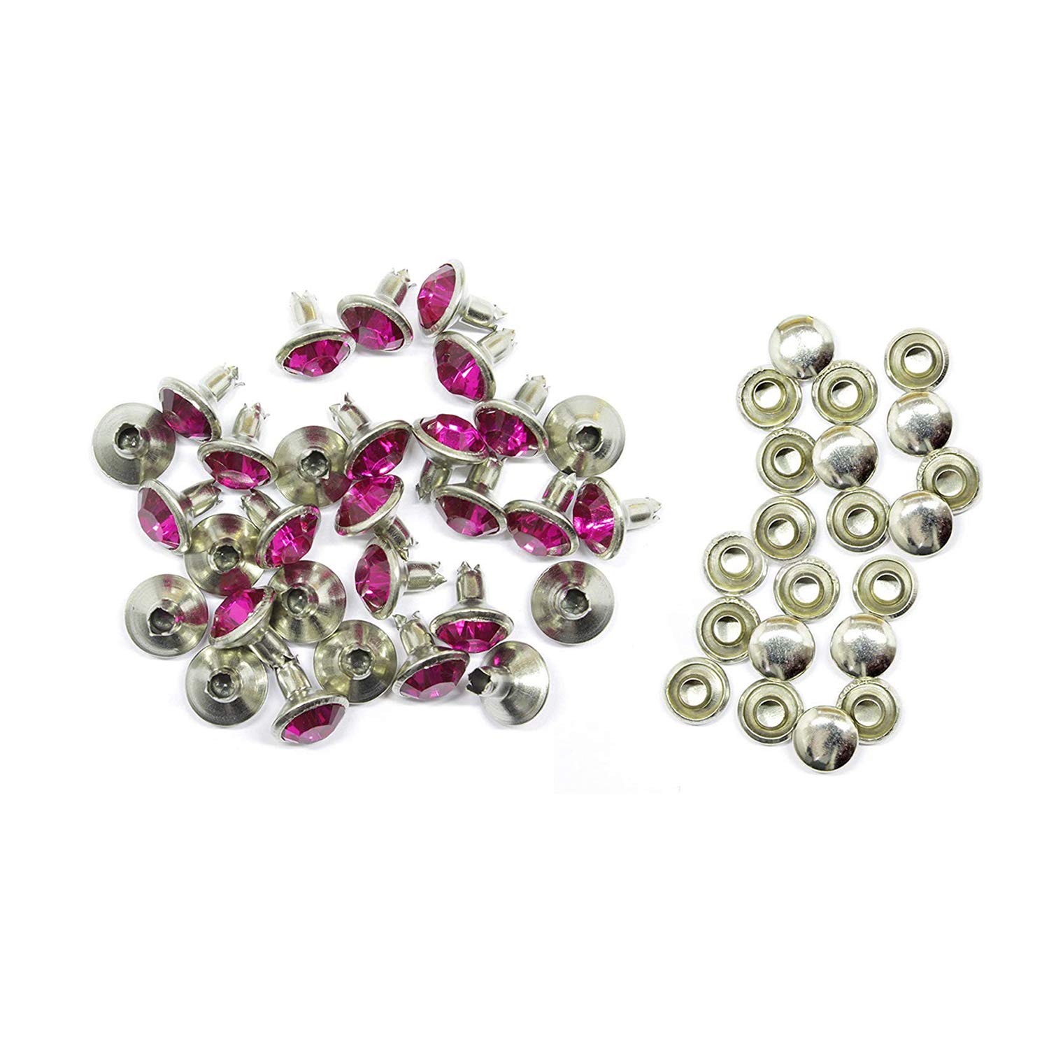 WedDecor Plum Crystal Rivets, Diamante Acrylic Rhinestone Studs with Pins for Clothing Decoration, DIY Leathercrafts, Purses Embellishment, Arts & Crafts Projects, 10mm, Hot Pink, 50pcs