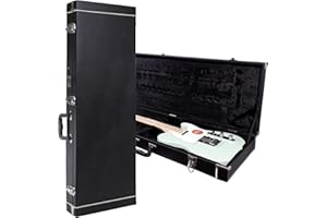 Gearlux Bass Guitar Hard Case, Fits Fender Precision/Jazz Bass and More with Exterior Lock and Key, Interior Accessory Compartment, and Plush Interior Padding - Black