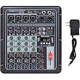 Phenyx Pro PRX-100 Audio Mixer, Compact 4-Channel Mixing Console with 3-Band EQ, USB Recording Interface, Bluetooth, 48V Phan