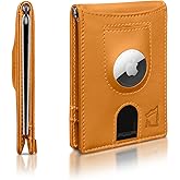 Kingly Trace Airtag Wallet for Men - Smart RFID Blocking Leather Wallet with Airtag Holder & Money Clip - Minimalist Trackable Design with Pull Tab - Secure Wallets