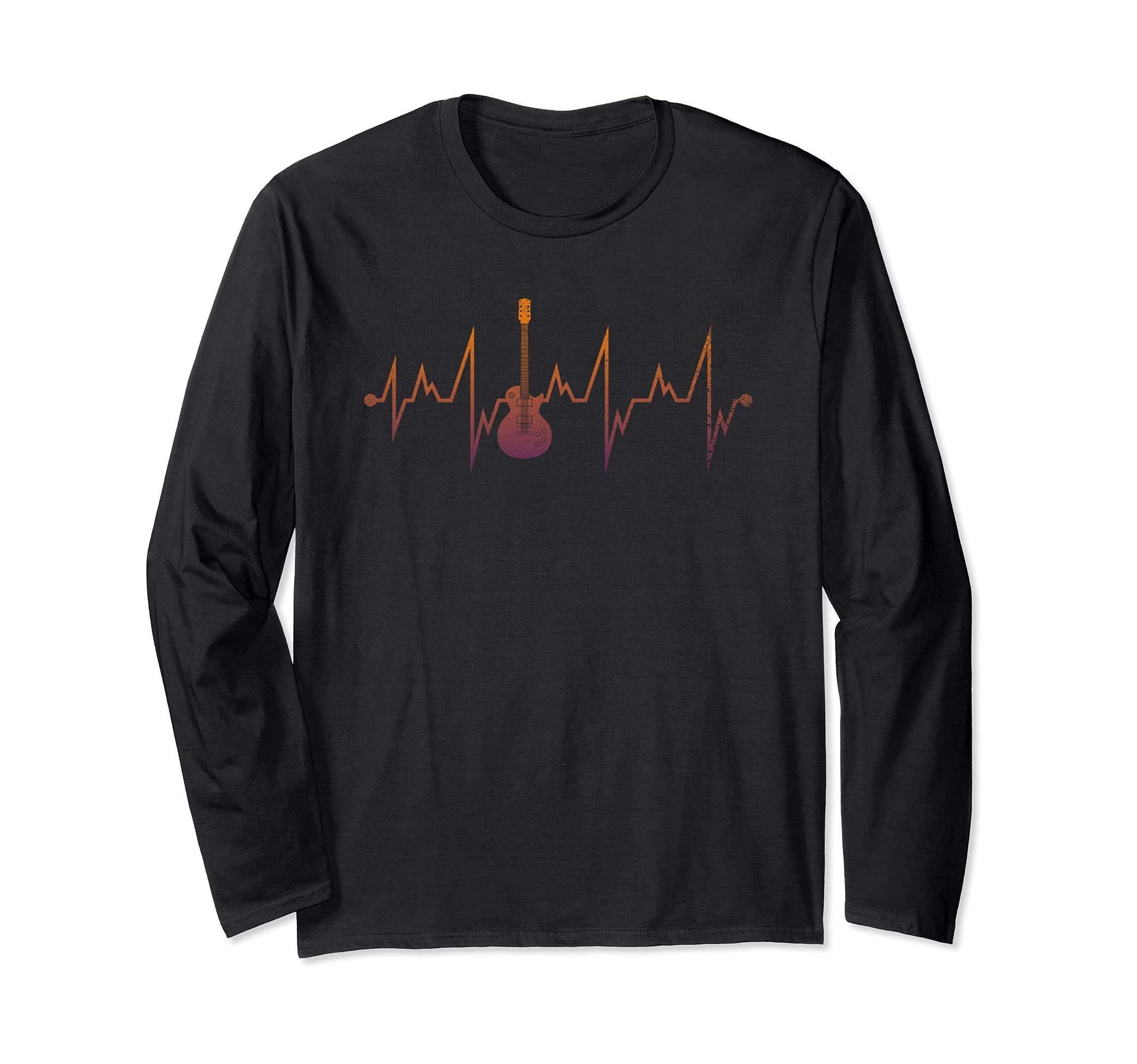 Electric Guitar Player Musician Guitarist Heartbeat Guitar Long Sleeve T-Shirt
