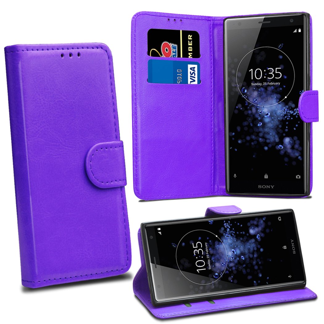 Sony Xperia XZ2 Cases - Purple Premium Wallet Leather Flip Case Cover For Sony Xperia XZ2 [Card Holder] [Magnetic Closure]