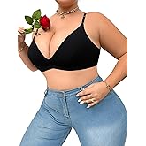 SOLY HUX Women's Plus Size V Neck Adjustable Straps Push Up Everyday Bra Bralettes