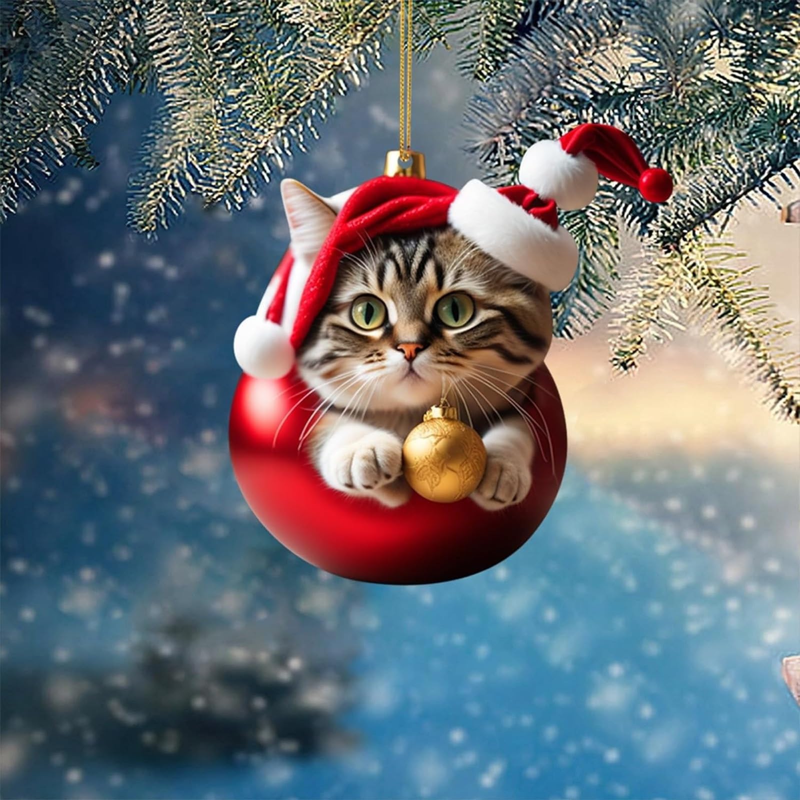 Cats Christmas Tree Decorations Ornaments, 2D Hanging Acrylic Funny Cats Ornaments Christmas Decor Winter Wonderland Decor, Christmas Decorations Party Supplies