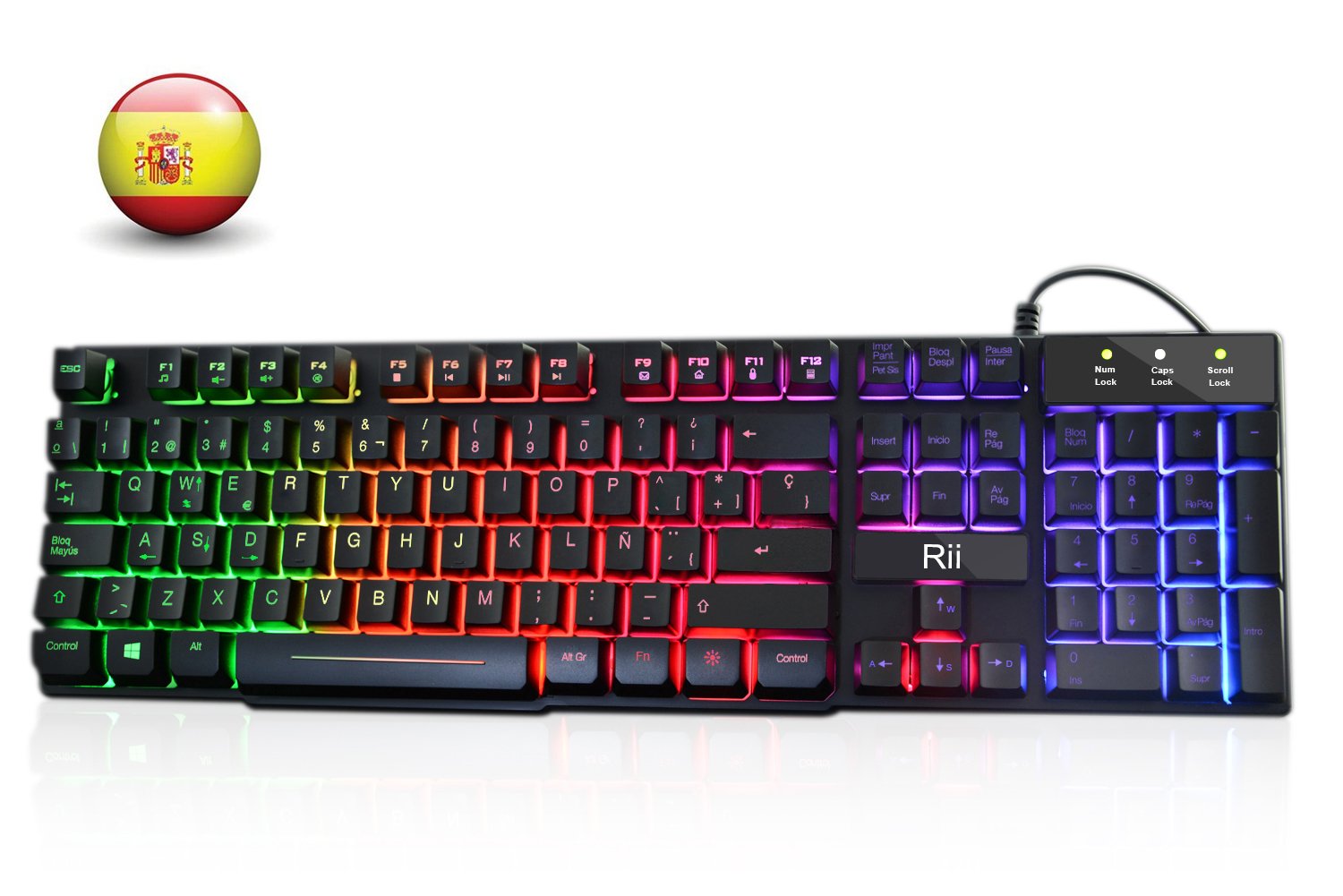 Teclado Rii RK100+ Gaming con LED con Ñ