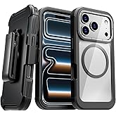 Designed for iPhone 17 Pro Max Case with Belt Clip Holster, Kickstand Slim Cover Compatible with Magsafe Chargers - Phone Case for iPhone 17 Pro Max - Black