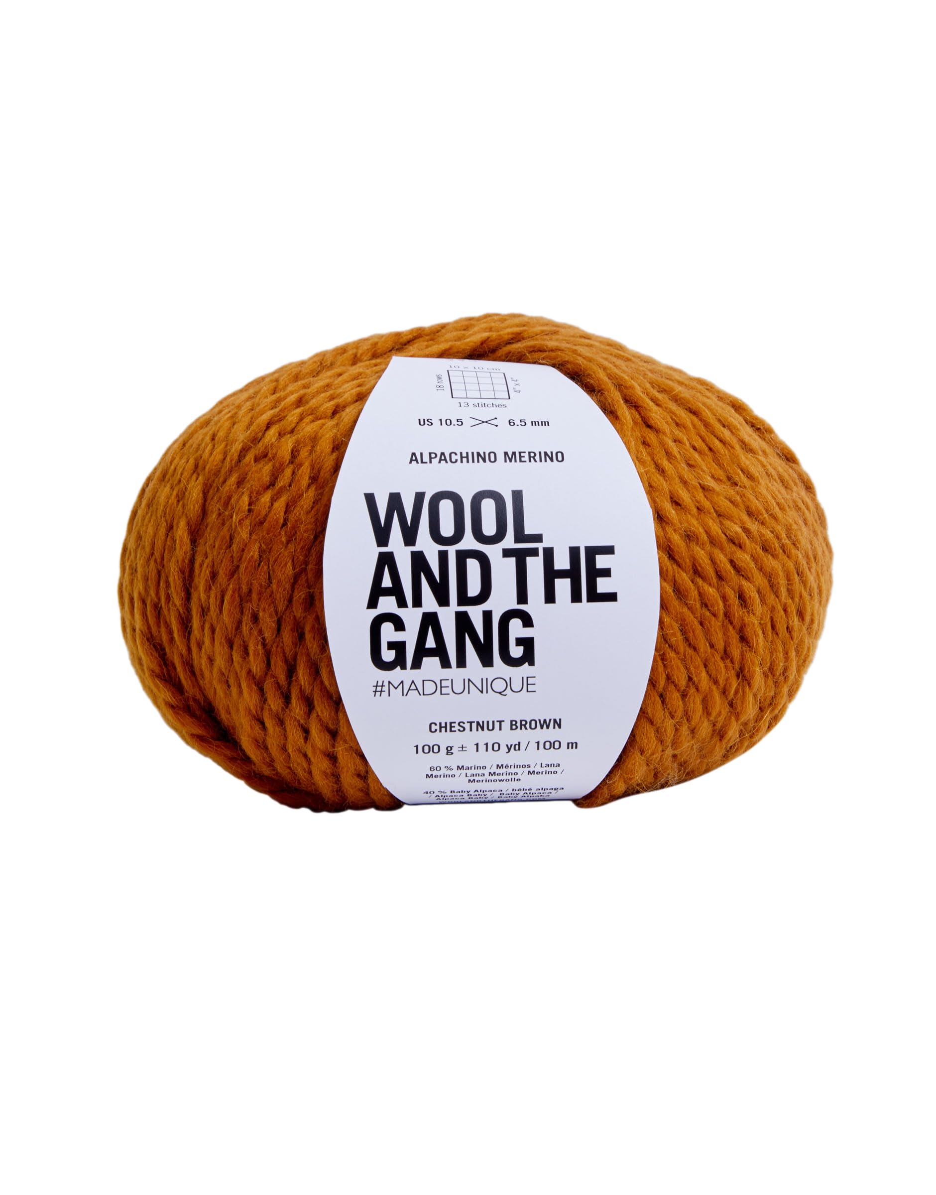 Wool and the Gang Alpachino Merino, Chestnut Brown (256), 100g
