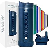 Elemental Iconic Kids Water Bottle for School - 100% Leak-Proof Insulated Water Bottles with Straw Lid & Pop-It Handle for Boys & Girls - Triple-Wall Insulated & BPA-Free, 14oz – Navy Blue