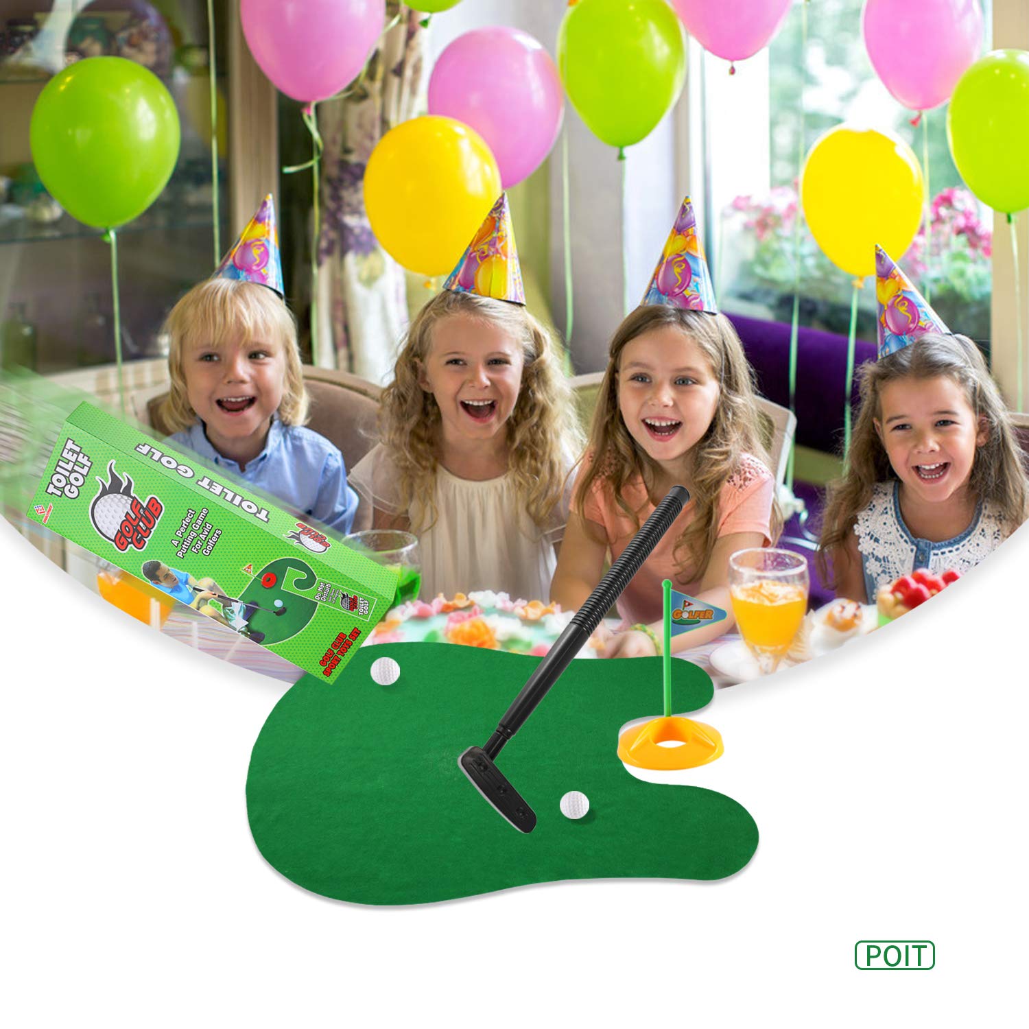 Poit Toilet Golf Game Toy Sets, Kid Golf, Indoor Practice Mini Golf Gift Set Golf Training for Men and Children