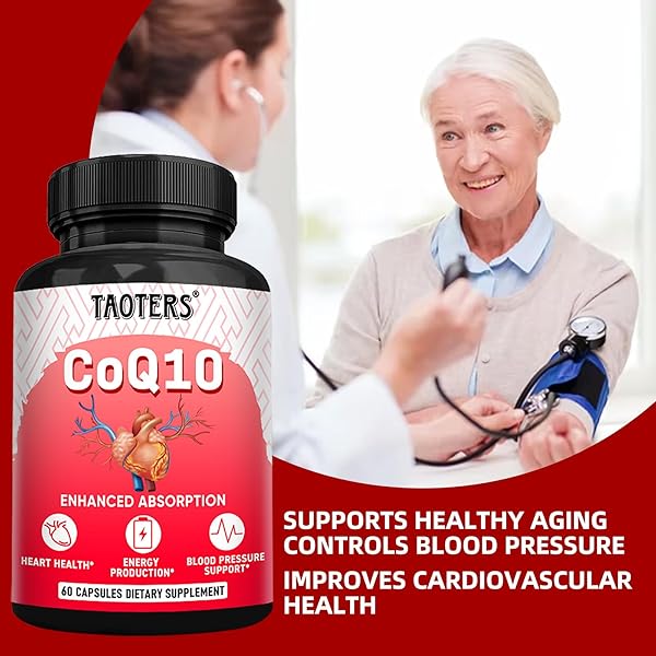 TAOTERS COQ10 400MG SUPPLEMENT PER SERVING| COENZYME Q10 CAPSULES WITH ORGANIC DANDELION ROOT 840MG, CALCIUM 64MG, BLACK PEPPER EXTRACT 40MG| SUPPORT FOR HEART HEALTH & ENERGY PRODUCTION| 60 CAPSULES