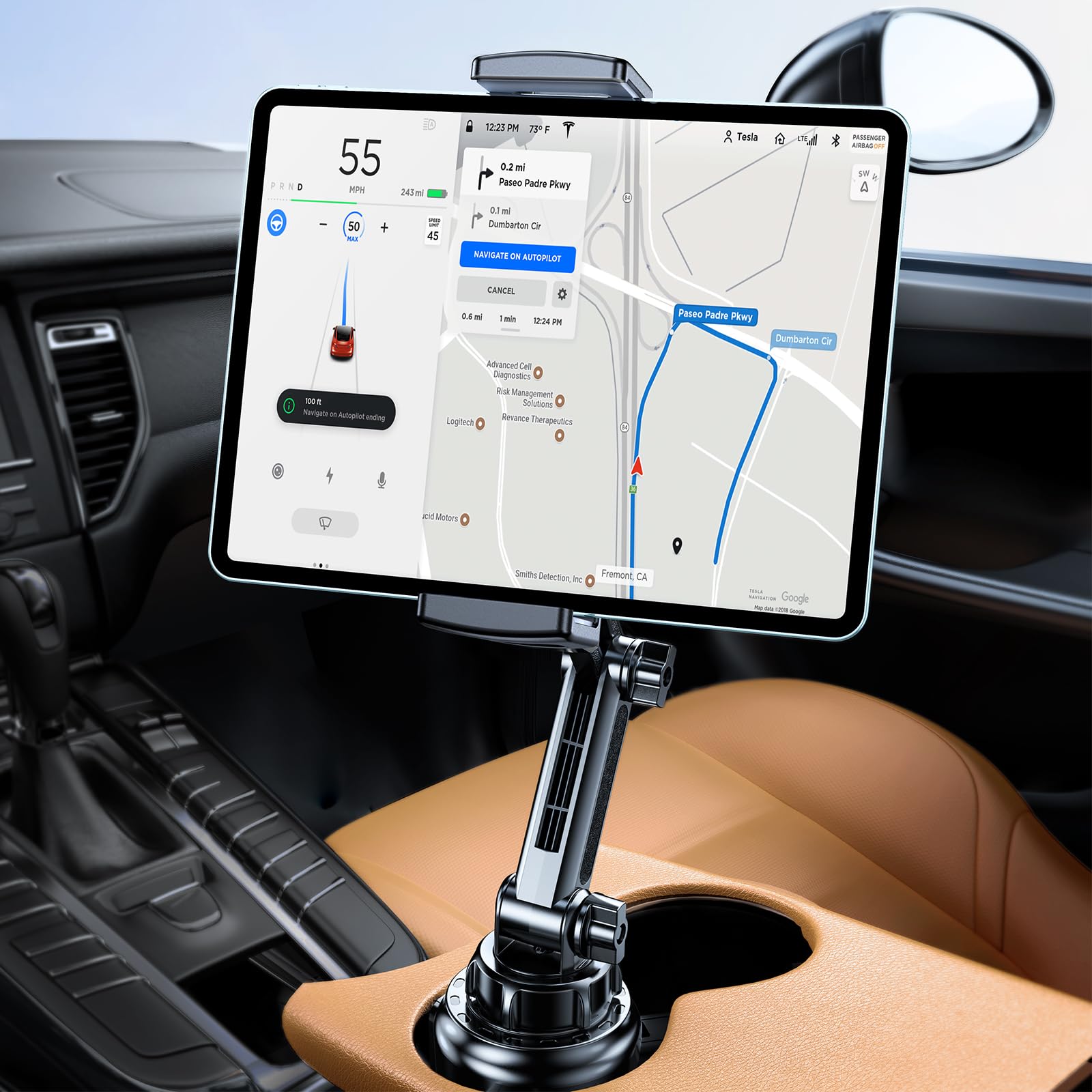 Photo 1 of Miracase [2025 Latest Upgraded Cup Holder Tablet Mount for Car, [High-Rise Clamp Arm] Adjustable Long Neck Car Tablet Holder Compatible with iPad, Pro, Air, Mini & All 6.1-12.9" Tabs