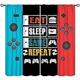 Kids Vintage Game Controller Curtains for Bedroom, Gaming Gamepad Window Treatment Gamer Room Red Blue Gamepad Window Drapes for Boys Girls Teens Man Living Room Playroom W42xL45in(Decor)