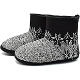 GPOS Knit Rock Wool Warm Men Indoor Pull on Cozy Memory Foam Slipper Boots Soft Rubber Sole
