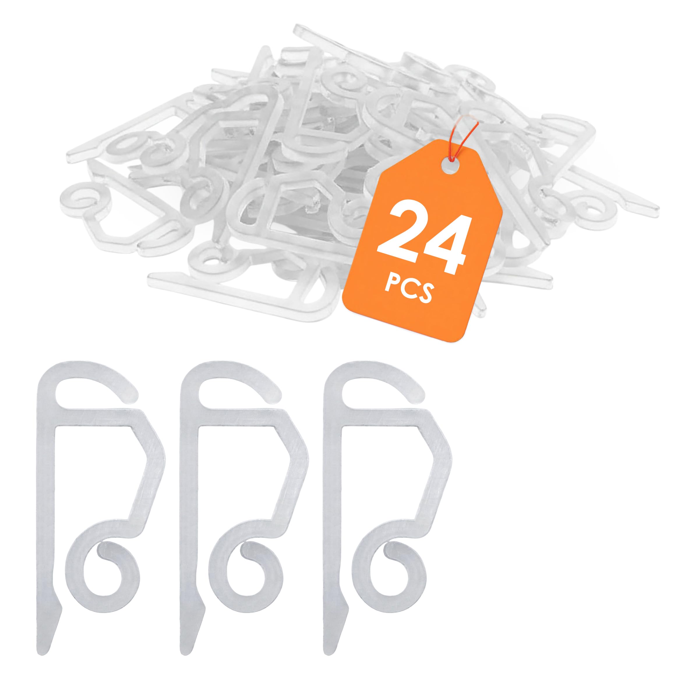 Gutter hooks for string lights, pack of 24, fixtures for securing fairy lights, curtain lights or rope lights to guttering, string light clips