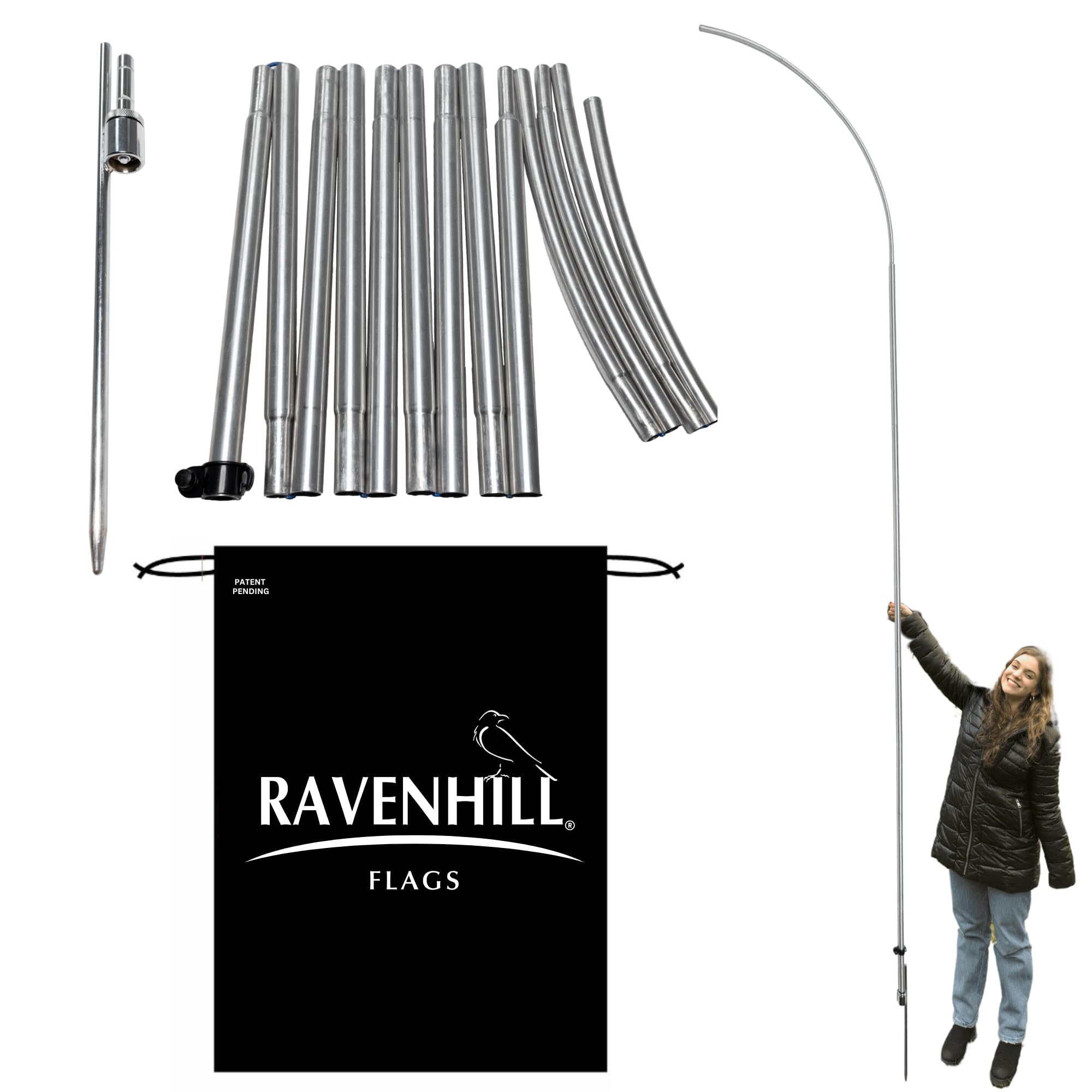 thumbnail image 2 of Trade Winds 13ft In-Ground Flag Pole Kit – Silver, Outdoor Stake & Pole Set 2 of 5