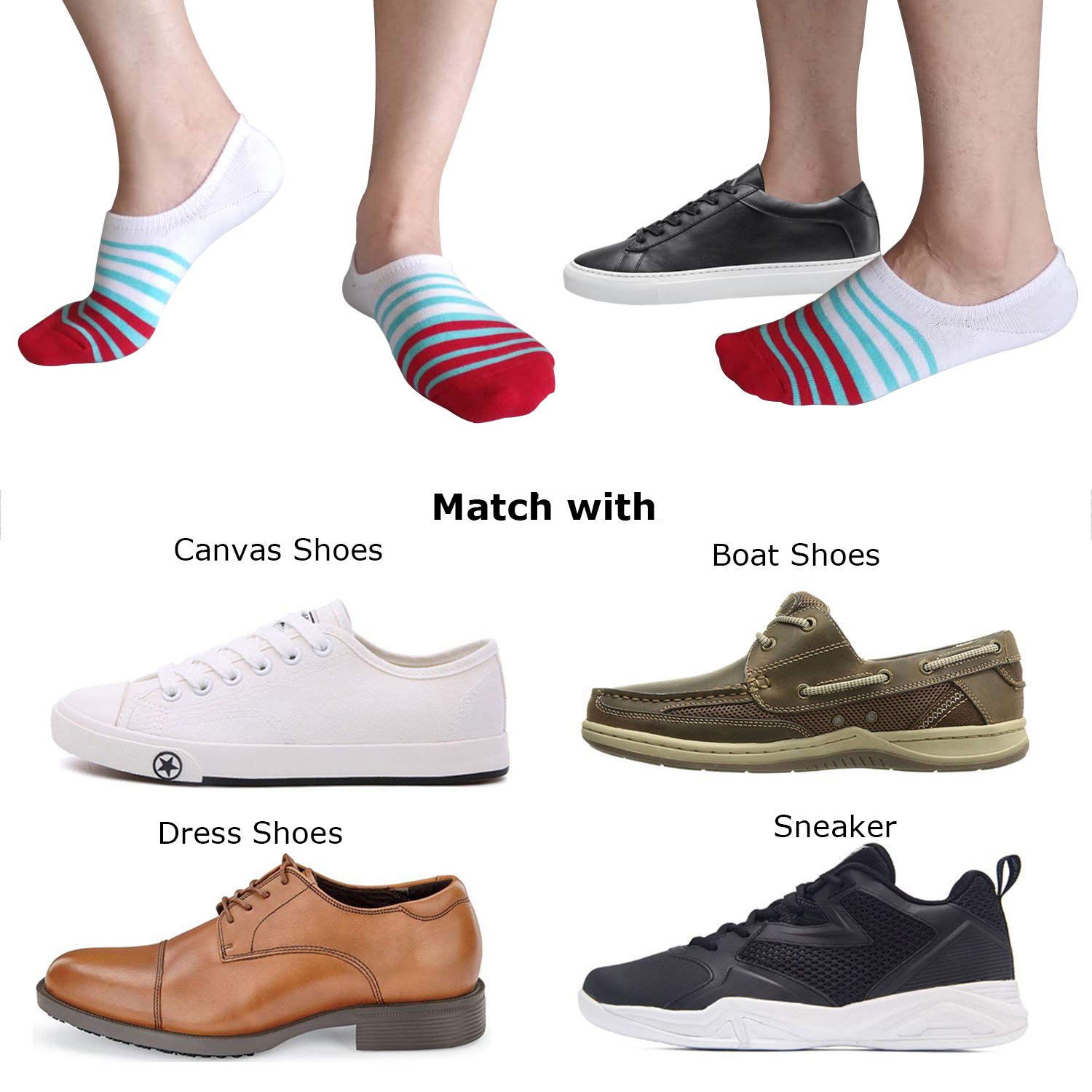 SIXDAYSOX Men\'s No Show Odor-Resistant Non Slip Socks Shoe Size 6-11 Pack of 8