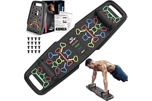 COFOF Push Up Board, Foldable Workout Board for Upper Body Push Up Strength Training, Portable Home Gym Resistance Band Board with 16 Gym Accessories for Full Body Workout