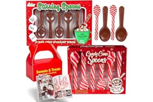 MUCHAI INNOVATIONS Candy Cane Peppermint Flavored & Milk Chocolate Spoons | Edible Stirring Beverage Hot Chocolate Cocoa Tea Coffee Cocktail | Christmas Holiday Gift | Plus Muchai Booklet (1 Pack of Each (11 Total Spoons))