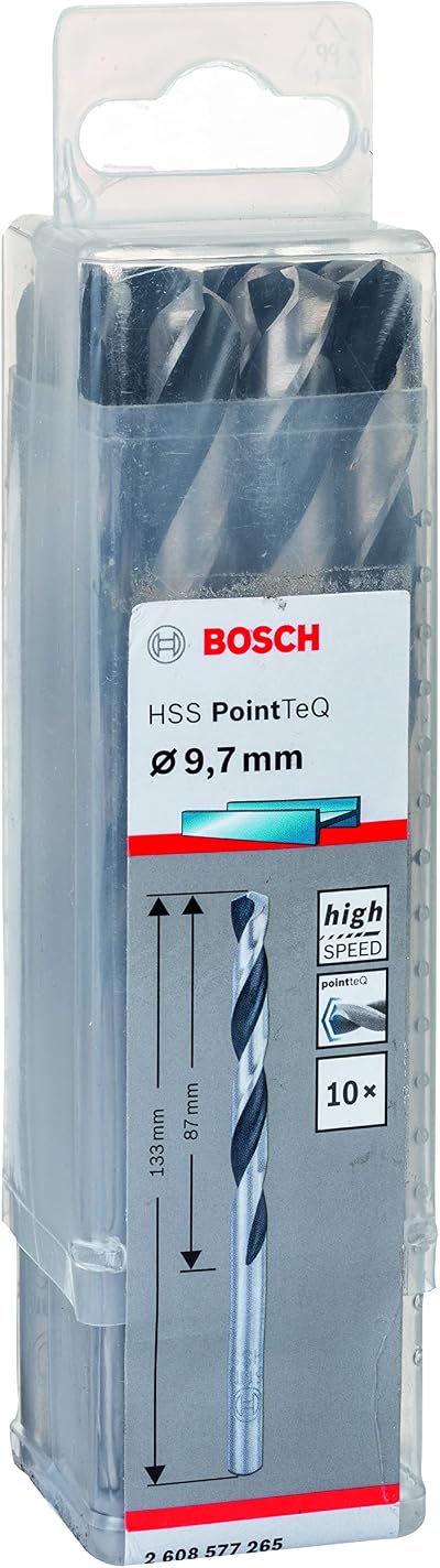 Bosch PointTeQ HSS Twist Drill Bit 10pc 9.7 x 87 x 133 mm