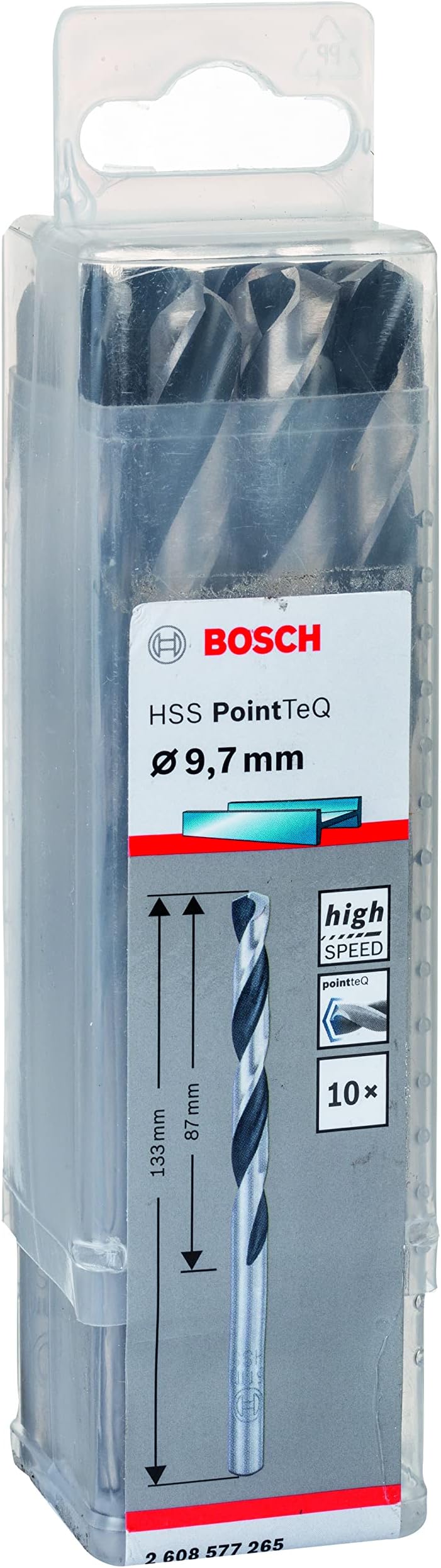 Bosch PointTeQ HSS Twist Drill Bit 10pc 9.7 x 87 x 133 mm
