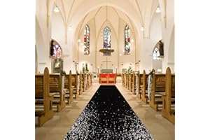 ShiDianYi Black Aisle Runner for Wedding 15FTx2FT Seuqin Aisle Runner for Bride Glitter Sequin Fabric Aisle Runner for Wedding Ceremony Outside Black Carpet Aisle Runner for Party Graduation