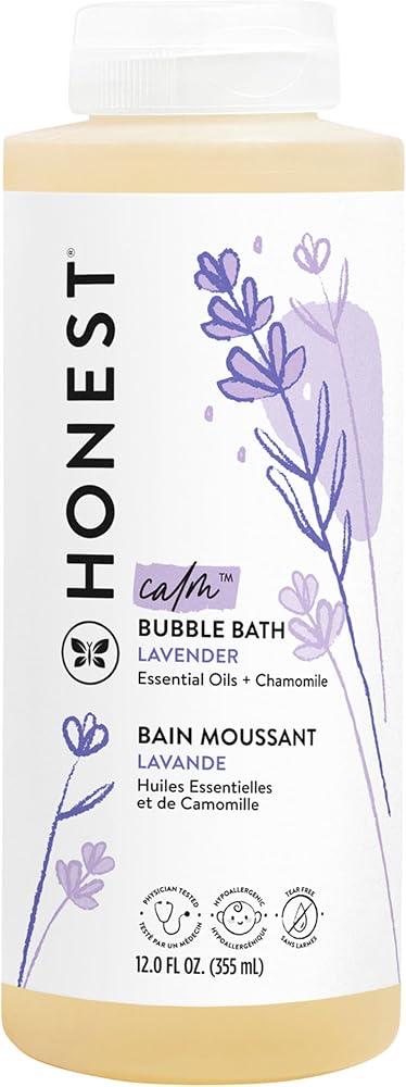 The Honest Company Bubble Bath, Hypoallergenic, Lavender Calm, 12 fl oz | Foaming Bubble Bath, 12 Fl Oz. Tear-Free, Hypoaller