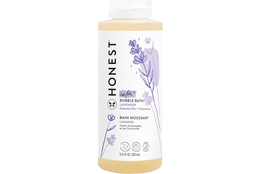 The Honest Company Foaming Bubble Bath & Baby Wash, Tear-Free, Hypoallergenic, Natural Formula, Lavender Calm Scent, 12 fl oz
